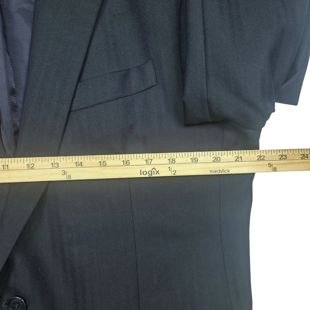 Brooks Brothers Saxxon Wool 1818 Madison Blazer Mens 42L Dark Blue Herringbone